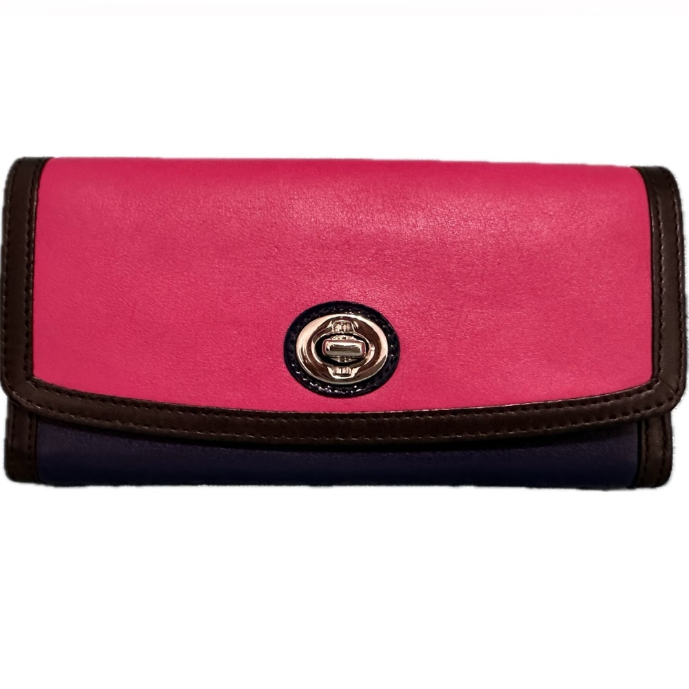 Authentic COACH  Colorblock Leather Accordion Wallet.